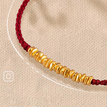 Buddha Stones 999 Gold Small Gold Pieces Design Handmade Protection Braided Rope Bracelet