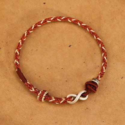 Buddha Stones Handmade 999 Sterling Silver Endless Knot Infinity Symbol Luck Rope Bracelet