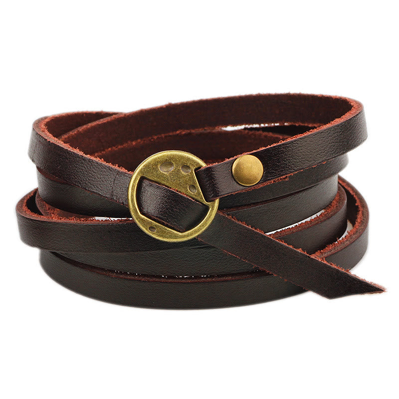Buddha Stones Multi-layer Leather Buckle Confidence Bracelet