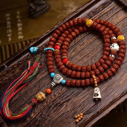 108 Bodhi Seed Mala | Wealth & Luck Tassel Beads for Meditation