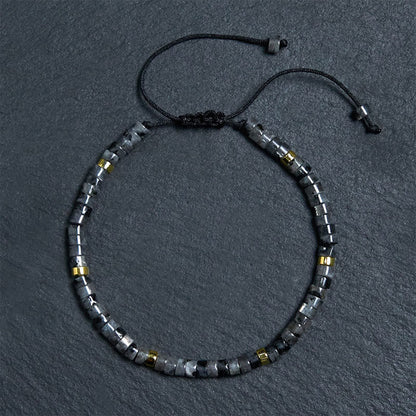 Black Glitter Stone Courage Bracelet for Spiritual Protection
