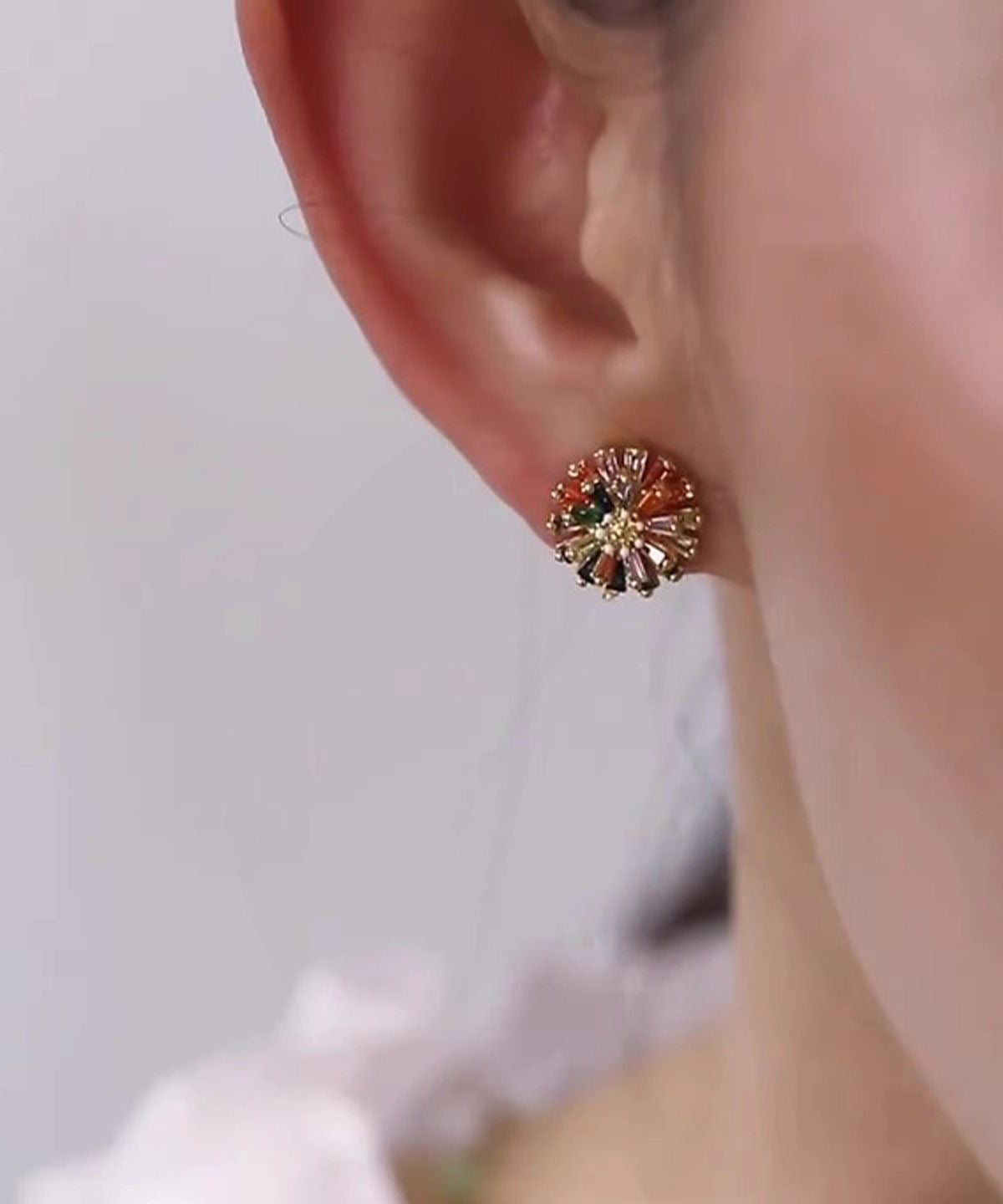 Rainbow Copper Alloy Fireworks Stud Earrings