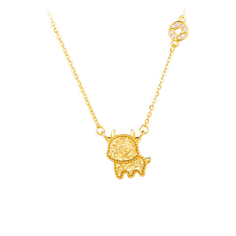 Buddha Stones Year of the Horse Chinese Zodiac 925 Sterling Silver Coin Design Blessing Chain Necklace Pendants