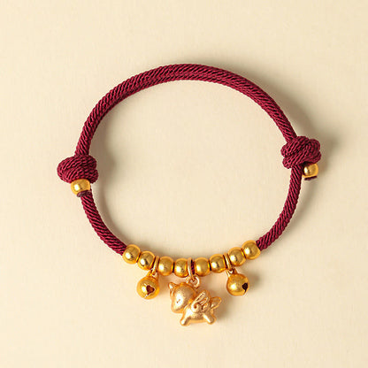 Buddha Stones Year of the Horse Multiple Horse Styles Rope Luck Strength Adjustable Bracelet