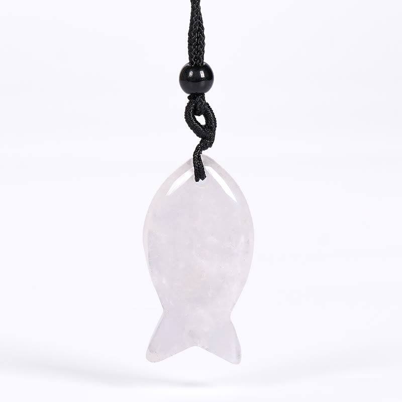 Buddha Stones Koi Fish Pink Crystal Indian Agate Amethyst Topaz Red Jasper Success Warmth Necklace Pendant