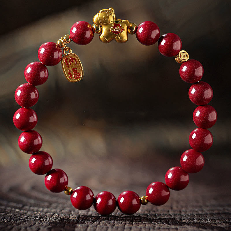 Buddha Stones Year of the Horse Cinnabar Blessing Bracelet