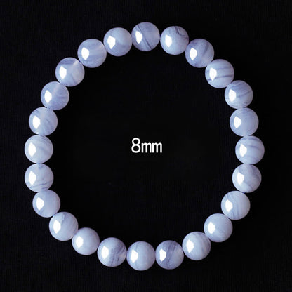 Buddha Stones Round Design Natural Blue Lace Agate Beaded Bracelet