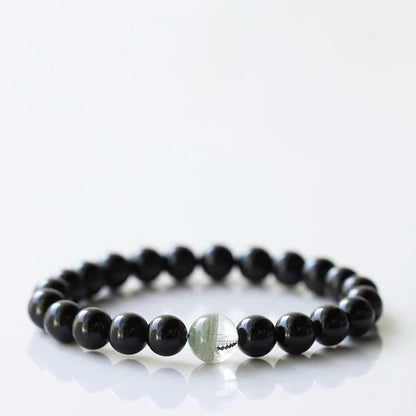 Buddha Stones Black Tourmaline Crystal Zodiac Animal Design Resilience Bracelet