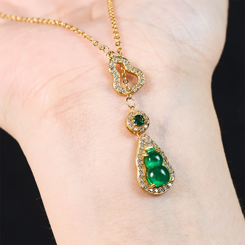 Buddha Stones Colorful Gourd Hollow Design Copper Balance Necklace Pendant