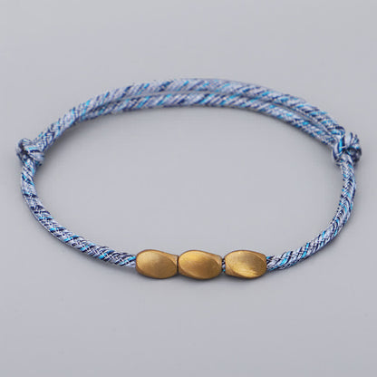 Buddha Stones Multiple Colors String Golden Copper Beads Balance Bracelet