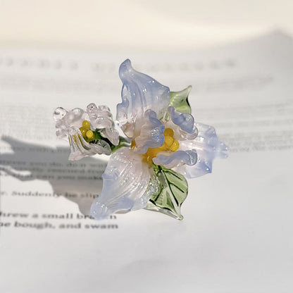 Buddha Stones Liuli Iris Flower Wisdom Ring