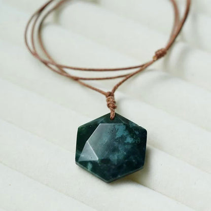 Buddha Stones Star of David Carving Clear Quartz Indian Agate Amethyst Healing Necklace Pendant