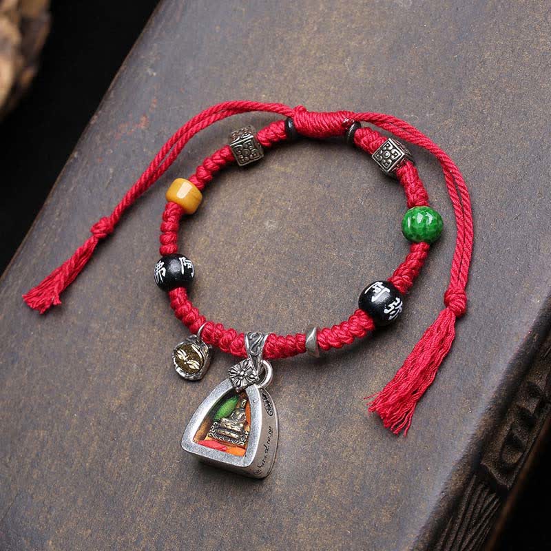 Buddha Stones Copper Buddha Amitabha Braided Rope Serenity Bracelet
