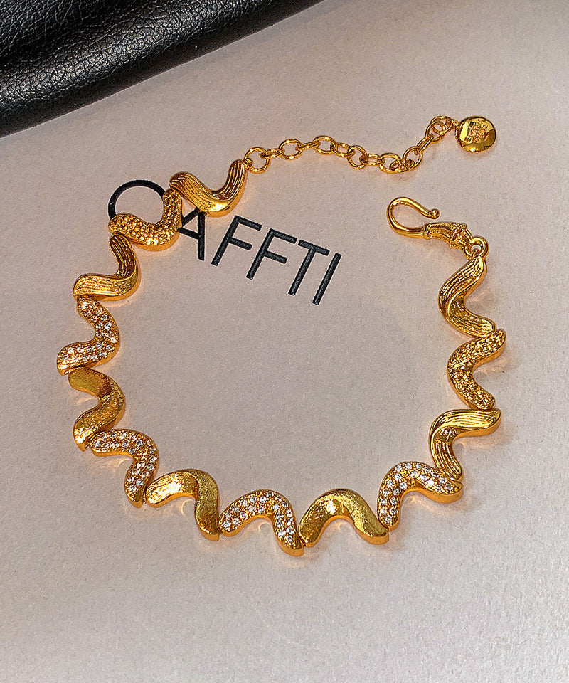Zircon Double-layer Metal and Pearl Bracelet Two Pieces Set