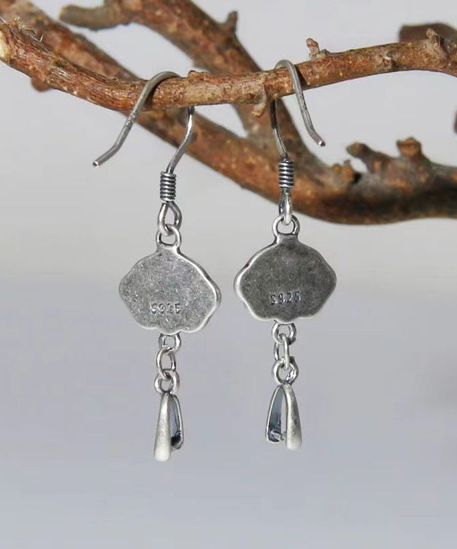 Diy Blue Patchwork Silver Drop Earrings