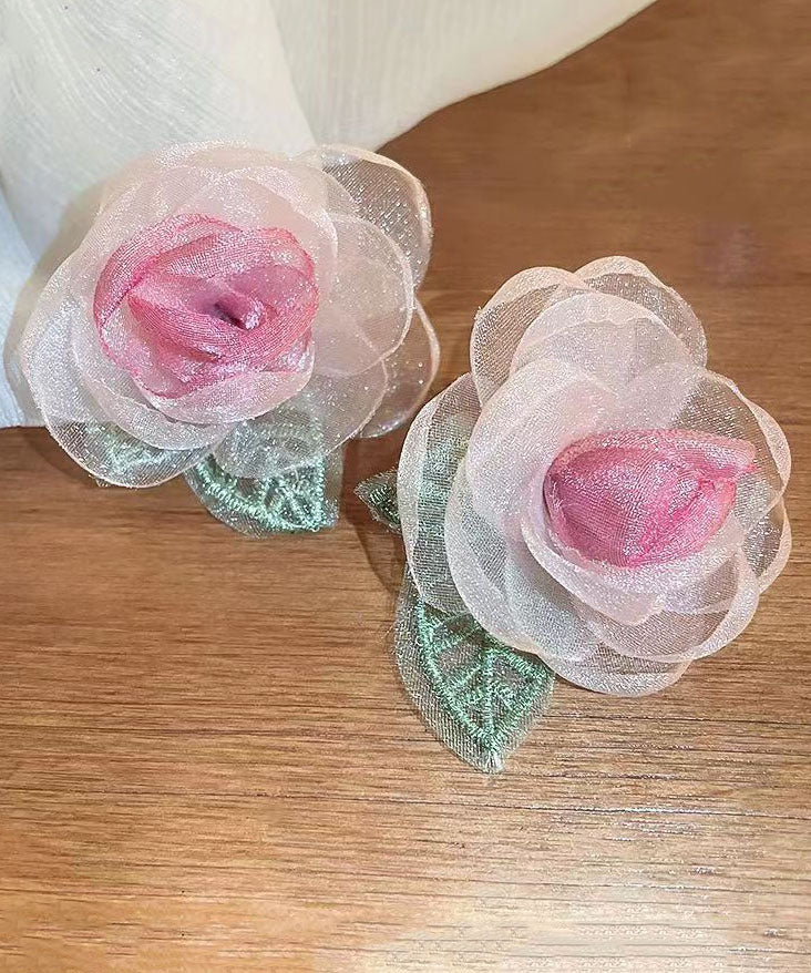 Red Organza Leaf Duck Beak Hairpin
