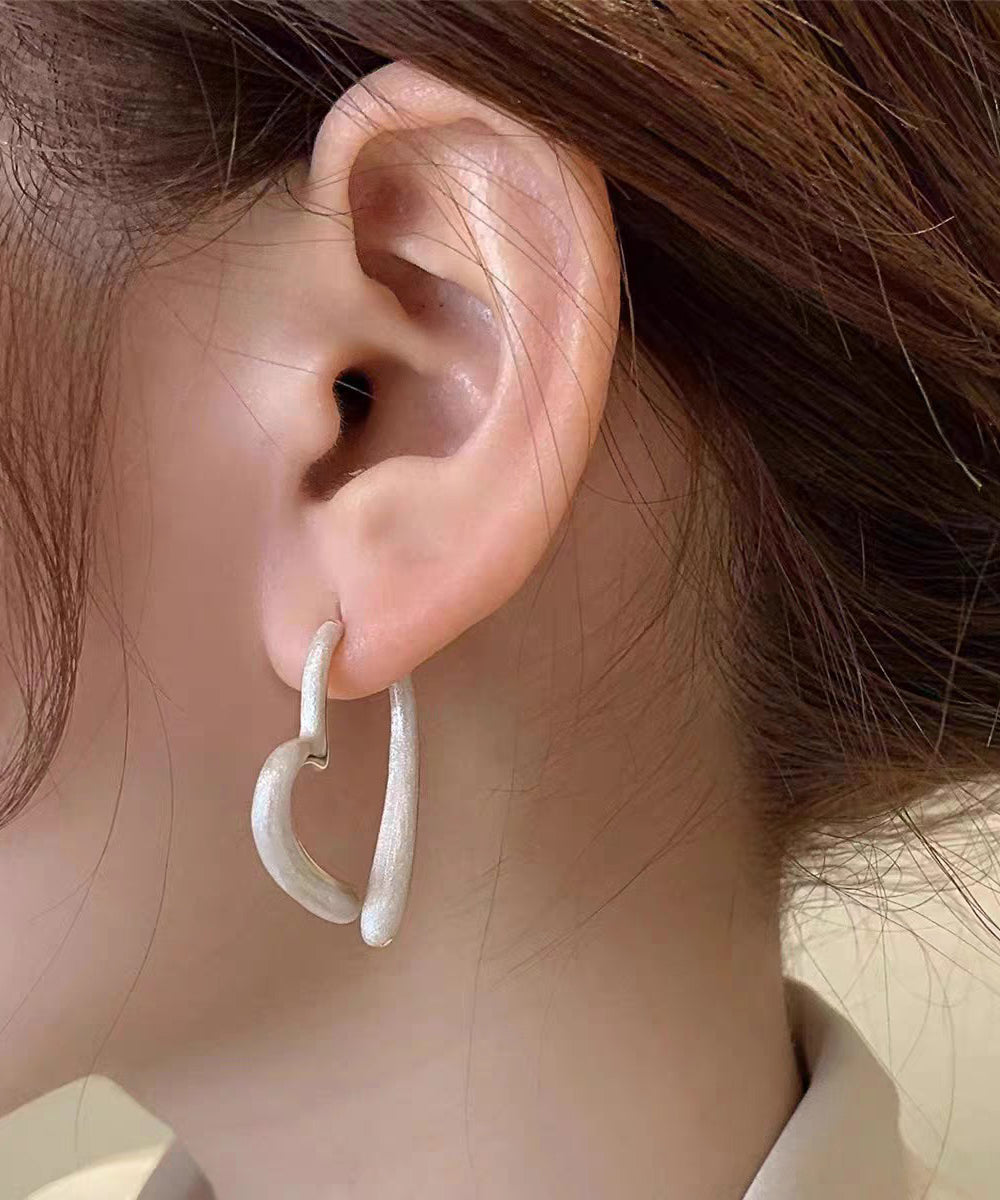 White Copper Alloy Drip Glaze Love Drop Earrings