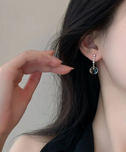 Brief Silk Copper Zircon Crystal Drop Earrings