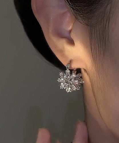 Silk Copper Zircon Snow Hoop Earrings
