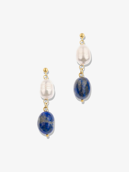 Rima Lapis Lazuli Pearl Drop Earrings