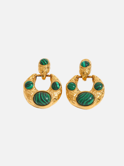 Malachite Statement Hoop Earrings