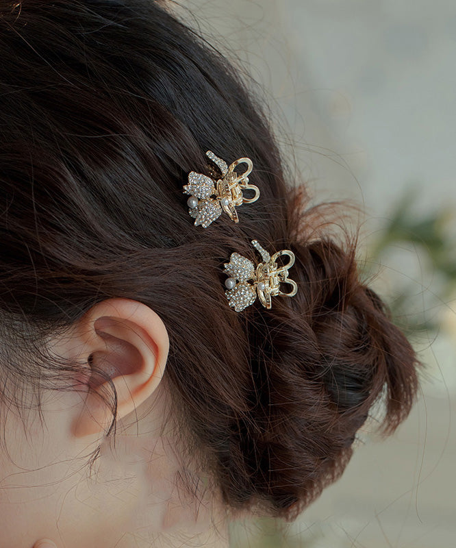 Style Gold Alloy Zircon Pearl Lily of the Valley Hairpin