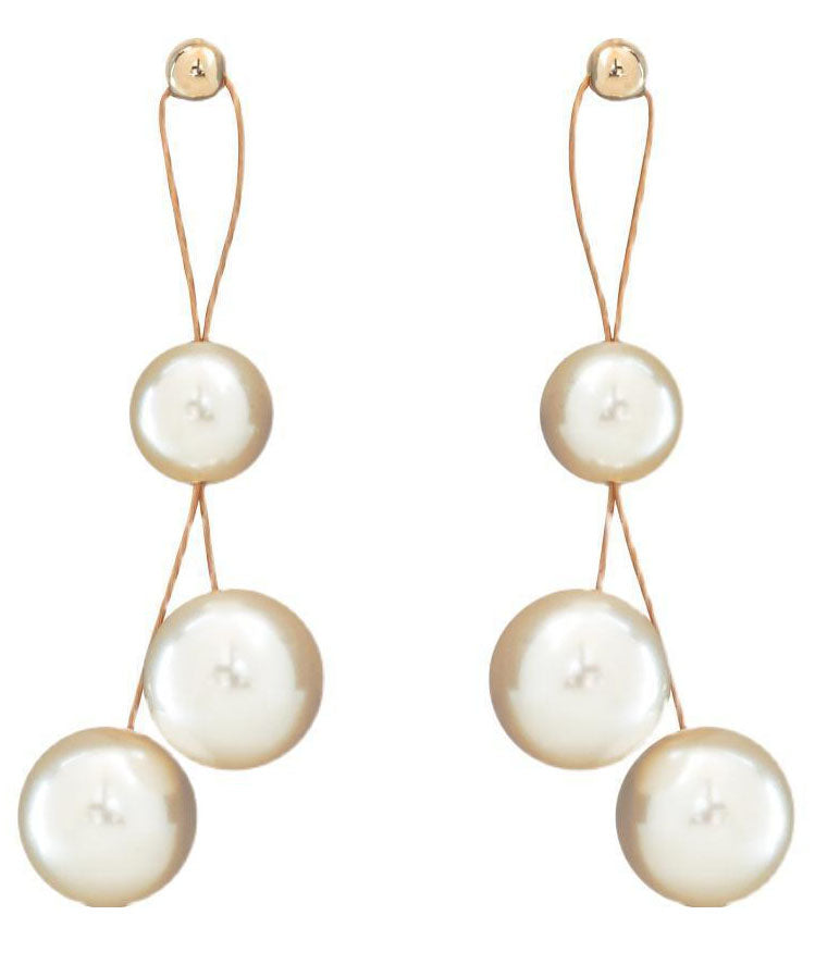 Art White Pearl S925 Silver Drop Earrings