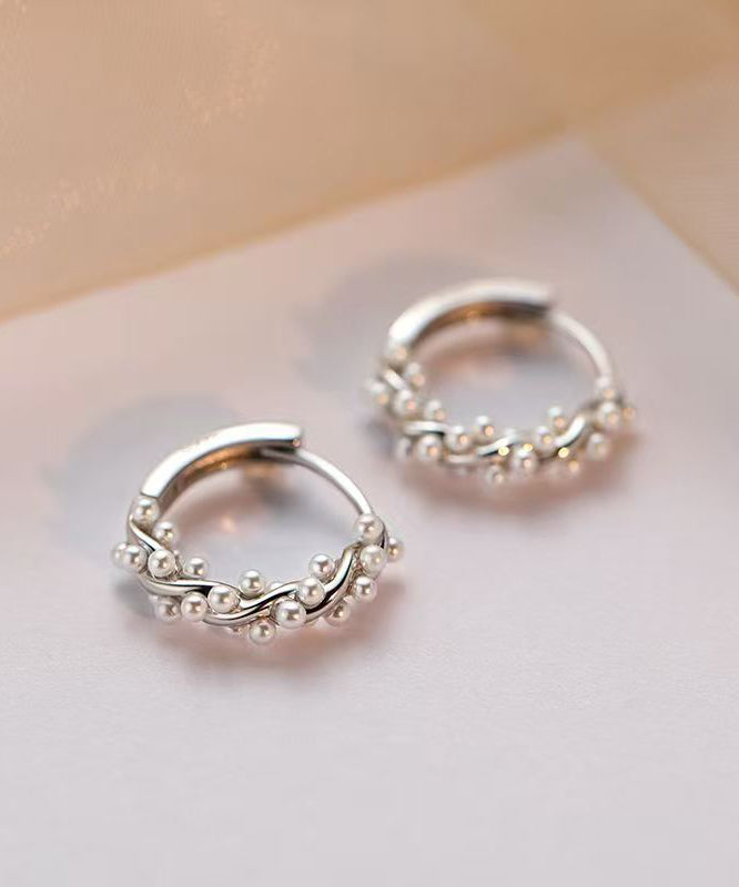 Diy Silk Sterling Silver Pearl Hoop Earrings