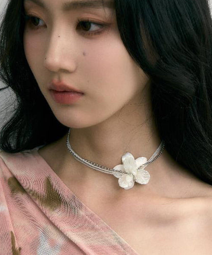 White Copper Overgild Shell Pearl Choker