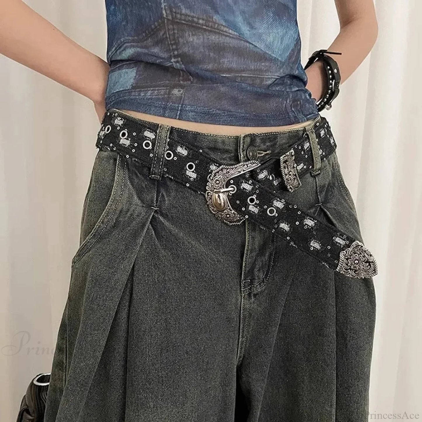 Y2k Dark Jeans Strap