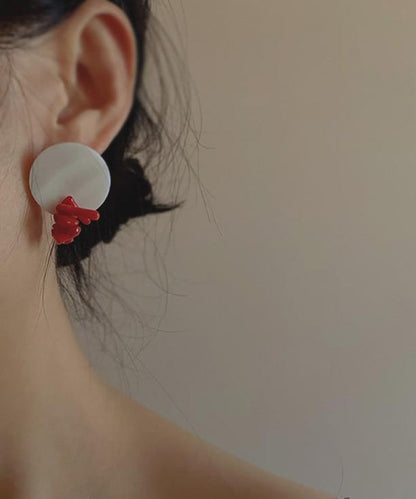 Colorblock Alloy Shell Stud Earrings