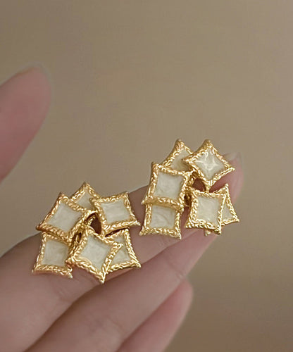 Diy Black Sterling Silver Overgild Drip Glaze Geometry Stud Earrings