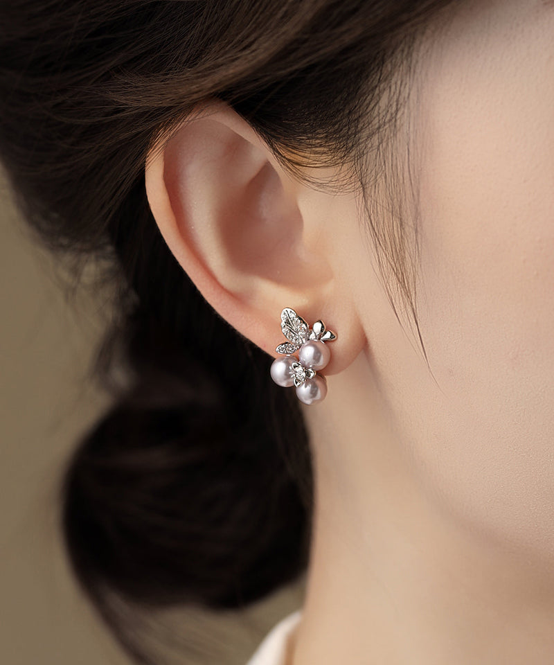 Japan South Korea Style Zircon Grape Pearl Earrings