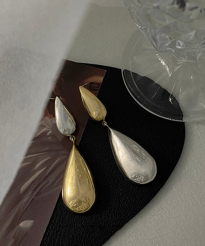 Brief Gold Copper Alloy Water Drop Drop Earrings