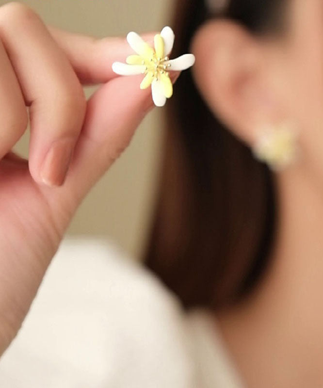 Modern Yellow Sterling Silver Alloy Stud Earrings