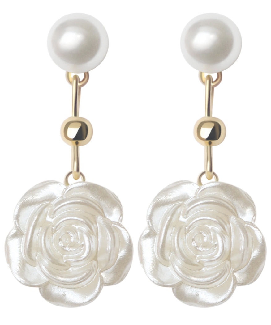 Style White Alloy Pearl Drop Earrings