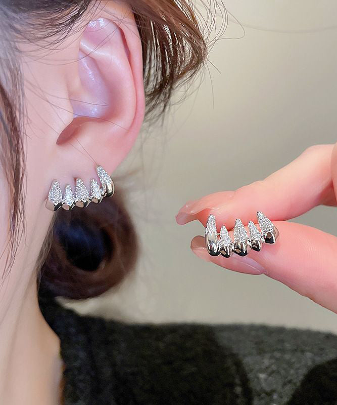 Silver Zircon Stylish Stud Earrings