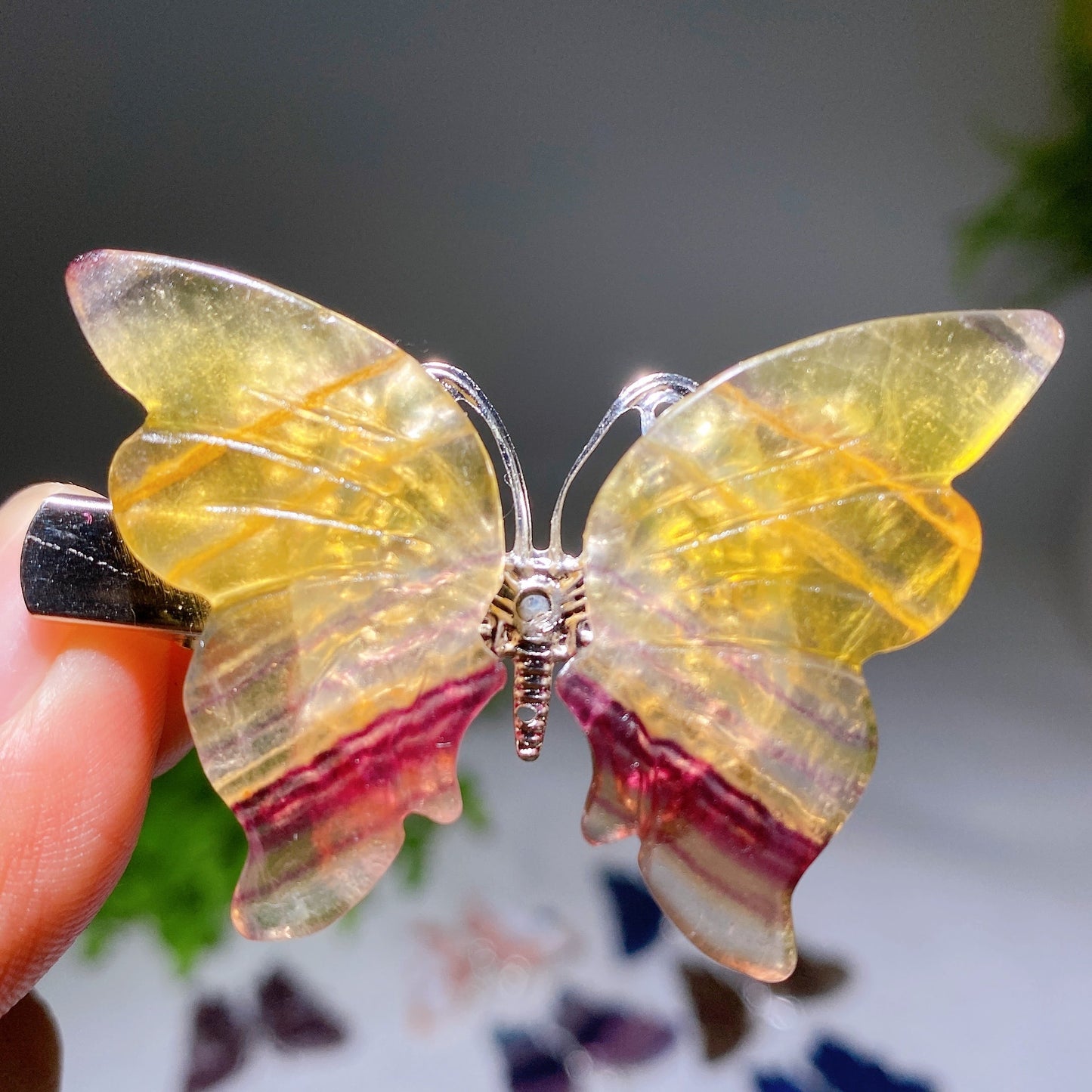 2.0-2.3 Inch Blue Apatite Crystal Butterfly Hairpin for Style & Healing