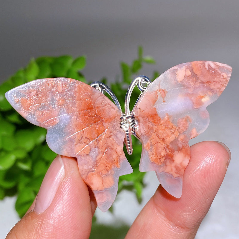2.0-2.3 Inch Blue Apatite Crystal Butterfly Hairpin for Style & Healing