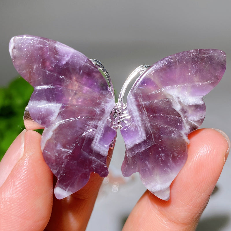 2.0-2.3 Inch Blue Apatite Crystal Butterfly Hairpin for Style & Healing