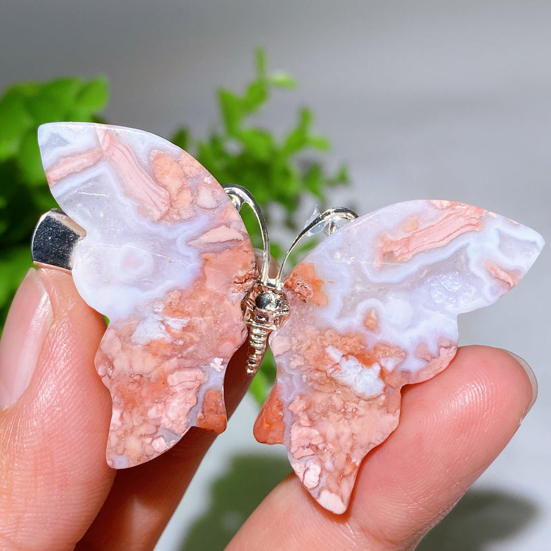 2.0-2.3 Inch Blue Apatite Crystal Butterfly Hairpin for Style & Healing
