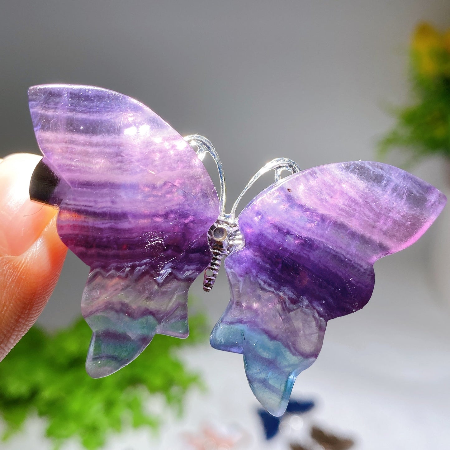 2.0-2.3 Inch Blue Apatite Crystal Butterfly Hairpin for Style & Healing