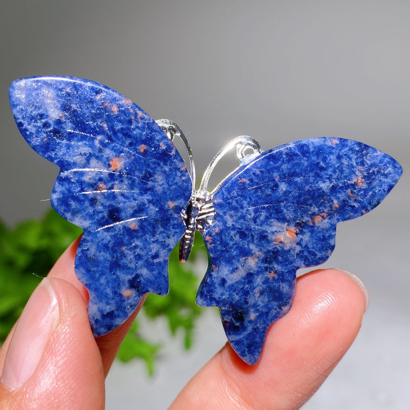 2.0-2.3 Inch Blue Apatite Crystal Butterfly Hairpin for Style & Healing