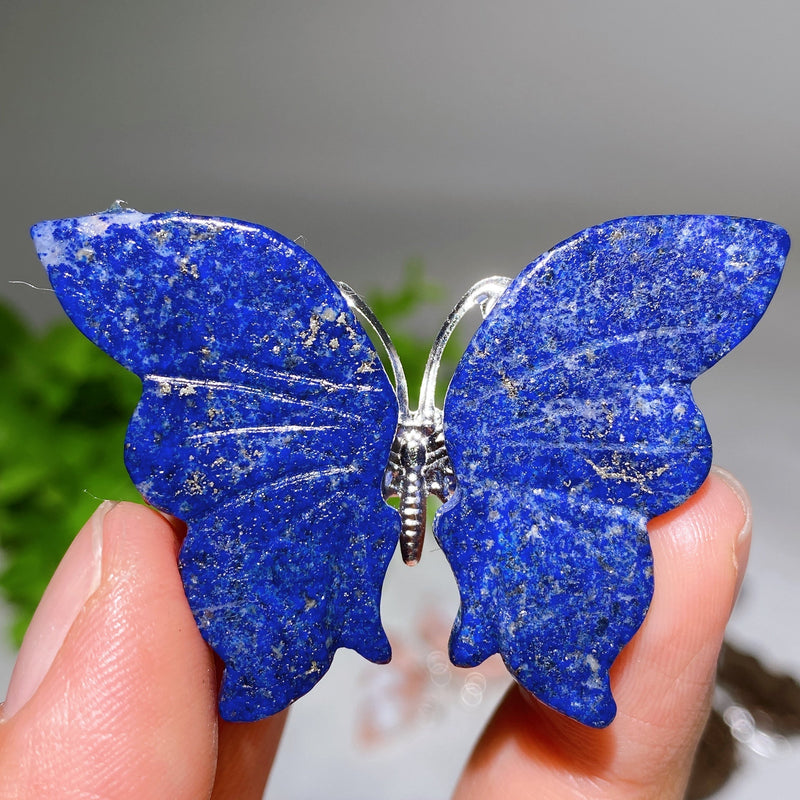 2.0-2.3 Inch Blue Apatite Crystal Butterfly Hairpin for Style & Healing
