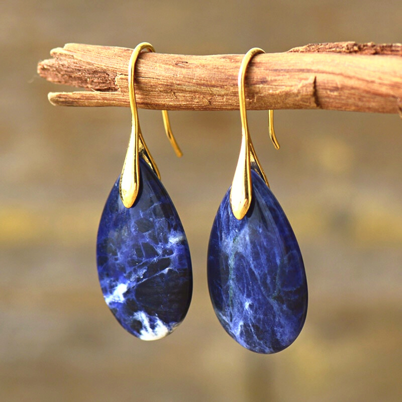 Deep Insight Sodalite Drop Earrings