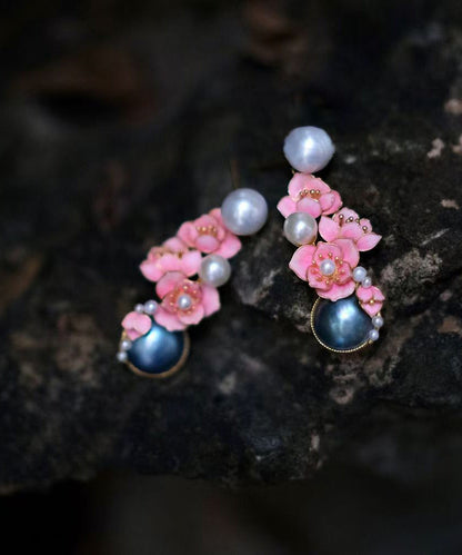 New Pink Sterling Silver Pearl Stud Earrings