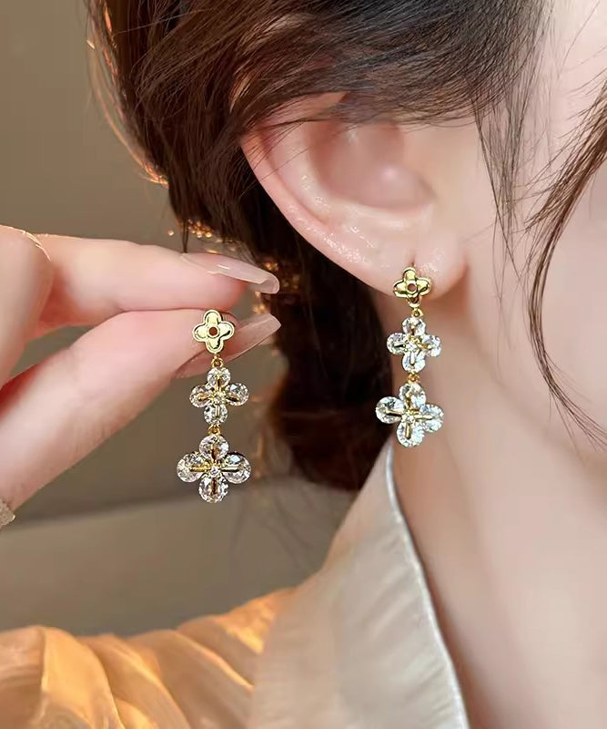 New Gold Copper Zircon Drop Earrings