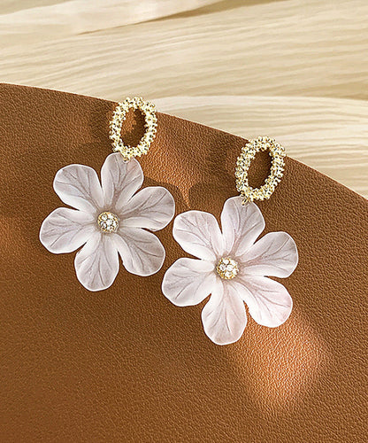 New White Alloy Resin Stud Earrings