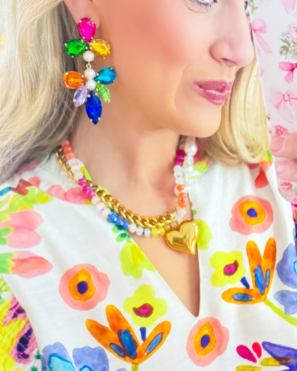 Multi Colored Jeweled Statement Earrings