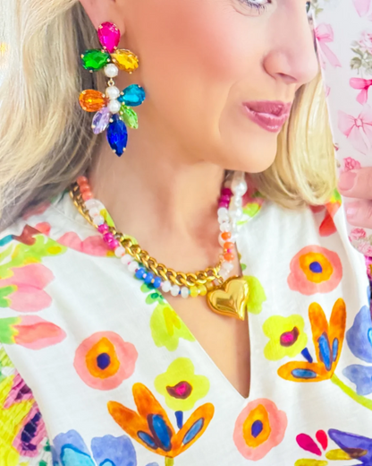 Multi Colored Jeweled Statement Earrings
